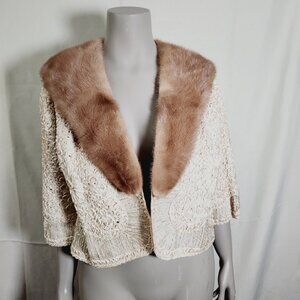 Style Fur Shoppe Vintage Fur Collar Bridal Cardigan Wrap/Shawl/Capelet Prop